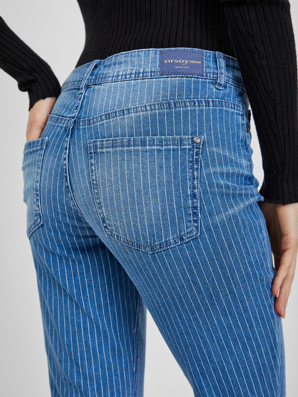 Orsay Modré dámské pruhované slim fit džíny ORSAY