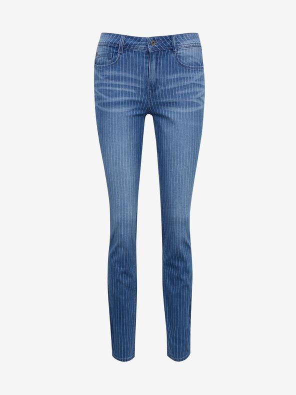 Orsay Modré dámské pruhované slim fit džíny ORSAY