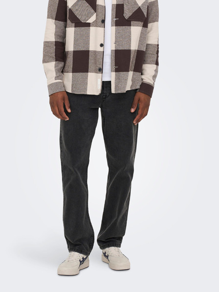 ONLY & SONS Černé straight fit džíny ONLY & SONS Edge