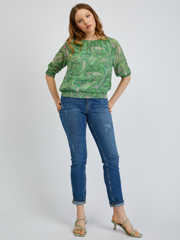 Orsay Zelená dámská vzorovaná halenka ORSAY