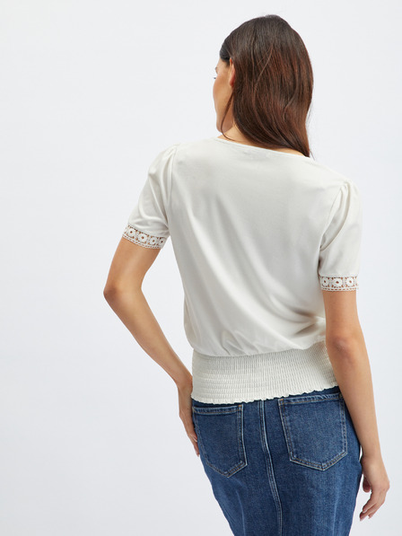 Orsay Bílé dámské tričko s ozdobnými detaily ORSAY