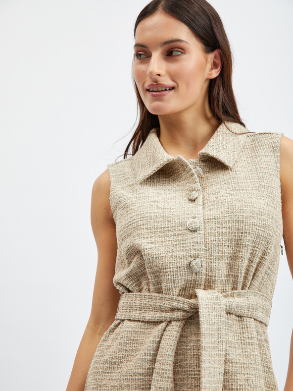 Orsay Světle hnědé dámské žíhané šaty ORSAY