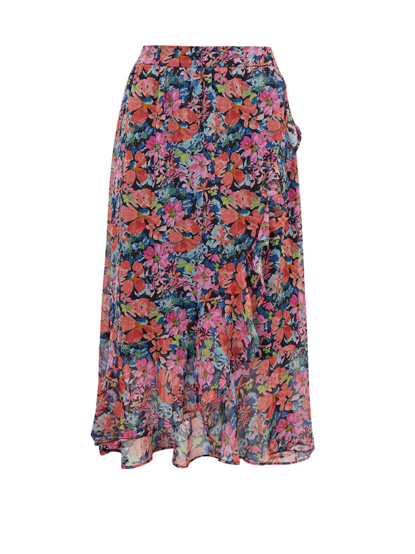 Orsay Červeno-černá květovaná sukně ORSAY