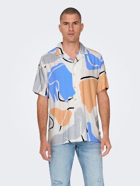 ONLY & SONS Krémová pánská vzorovaná košile s krátkým rukávem ONLY & SONS Dab