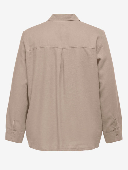 ONLY CARMAKOMA Béžová dámská lněná košile ONLY CARMAKOMA Caro