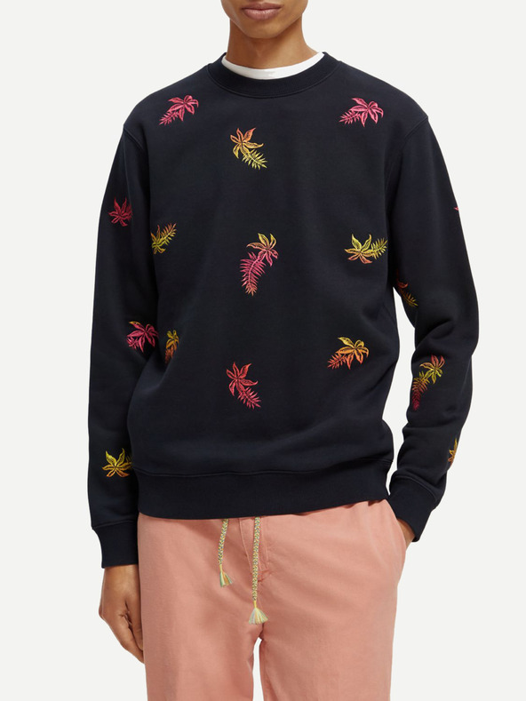 Scotch & Soda Tmavě modrá pánská vzorovaná mikina Scotch & Soda