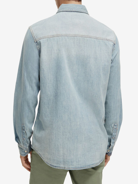 Scotch & Soda Světle modrá pánská džínová vzorovaná košile Scotch & Soda