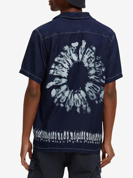 Scotch & Soda Tmavě modrá pánská džínová batikovaná košile Scotch & Soda