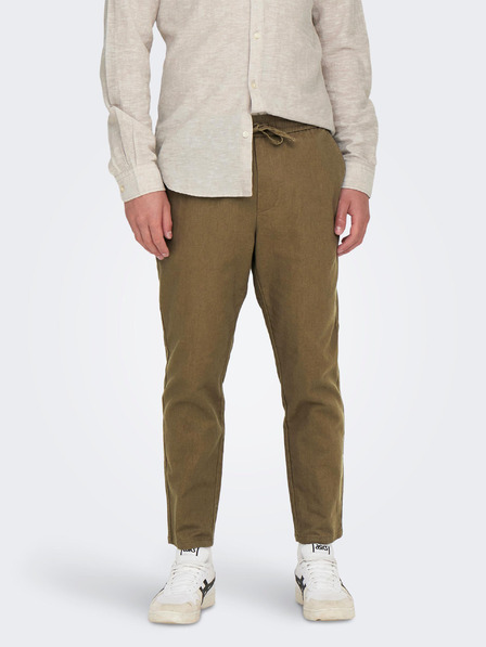 ONLY & SONS Hnědé pánské kalhoty s příměsí ONLY & SONS Linus