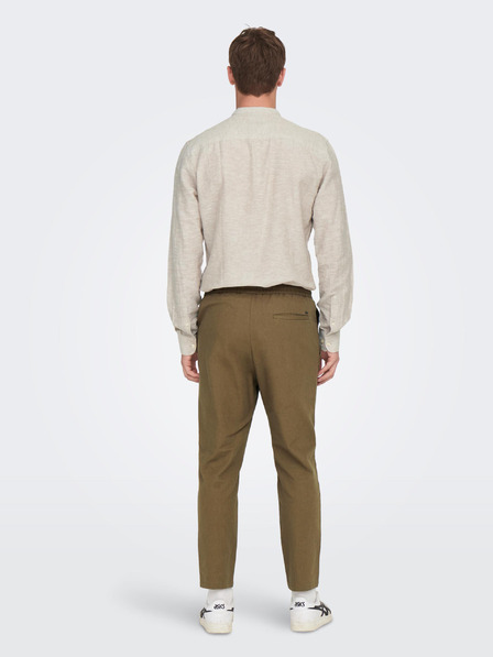 ONLY & SONS Hnědé pánské kalhoty s příměsí ONLY & SONS Linus