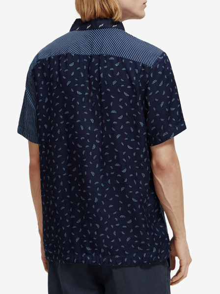 Scotch & Soda Tmavě modrá pánská vzorovaná košile s krátkým rukávem Scotch & Soda