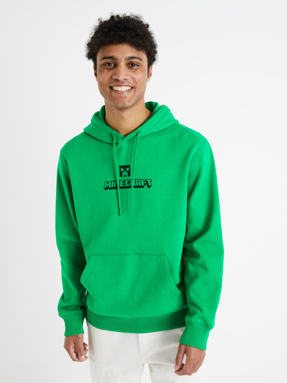 Celio Zelená pánská mikina Celio Minecraft