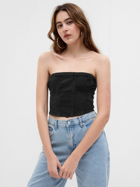 GAP Džínový korzetový crop top GAP