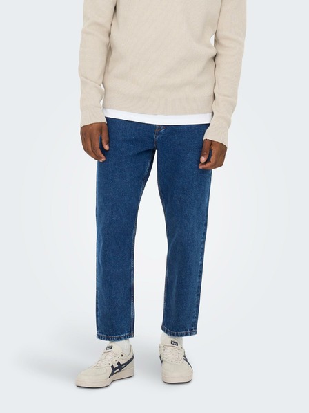 ONLY & SONS Modré pánské straight fit džíny ONLY & SONS Savi
