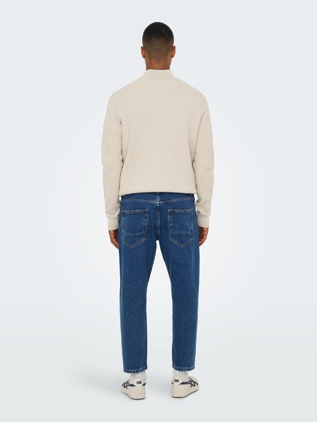 ONLY & SONS Modré pánské straight fit džíny ONLY & SONS Savi
