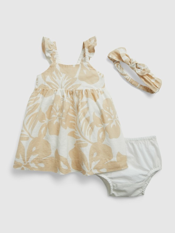 GAP Baby lněné šaty s čelenkou GAP