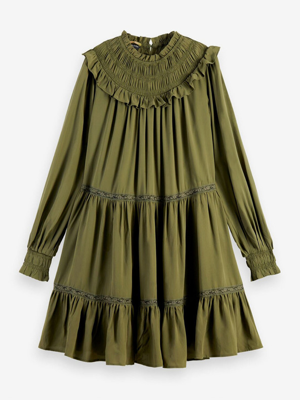 Scotch & Soda Khaki dámské šaty s volány Scotch & Soda