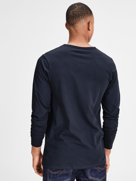 Jack & Jones Tmavě modré pánské tričko s dlouhým rukávem Jack & Jones Basic