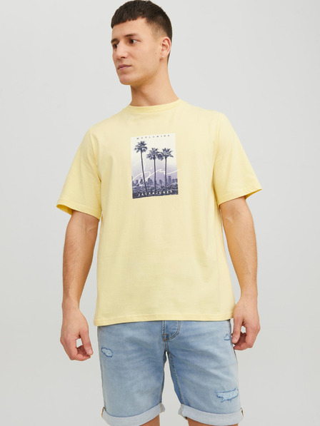 Jack & Jones Světle žluté pánské tričko Jack & Jones Splash