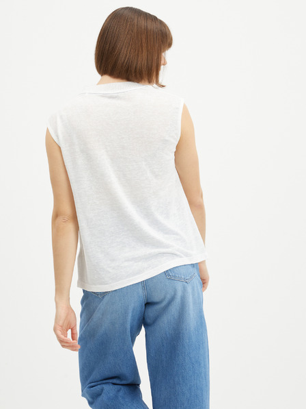 Pepe Jeans Bílé dámské tričko s potiskem Pepe Jeans Avis