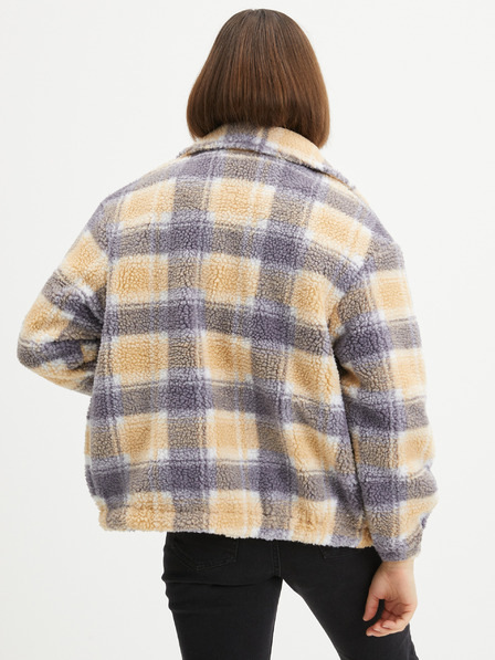 O'Neill Šedo-oranžová fleecová kostkovaná mikina na zip O'Neill Check