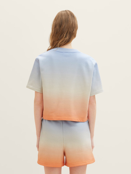 Tom Tailor Denim Oranžovo-modrá dámská mikina s krátkým rukávem Tom Tailor Denim