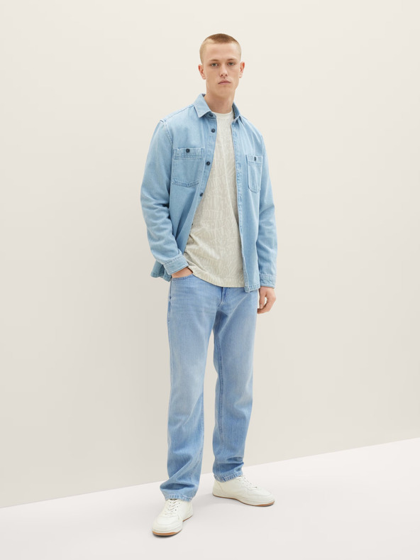 Tom Tailor Denim Krémové pánské vzorované tričko Tom Tailor Denim