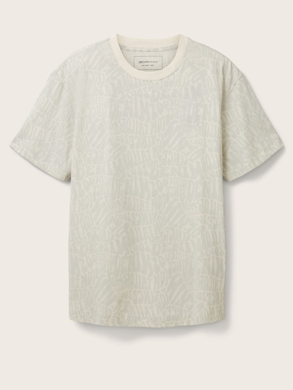 Tom Tailor Denim Krémové pánské vzorované tričko Tom Tailor Denim