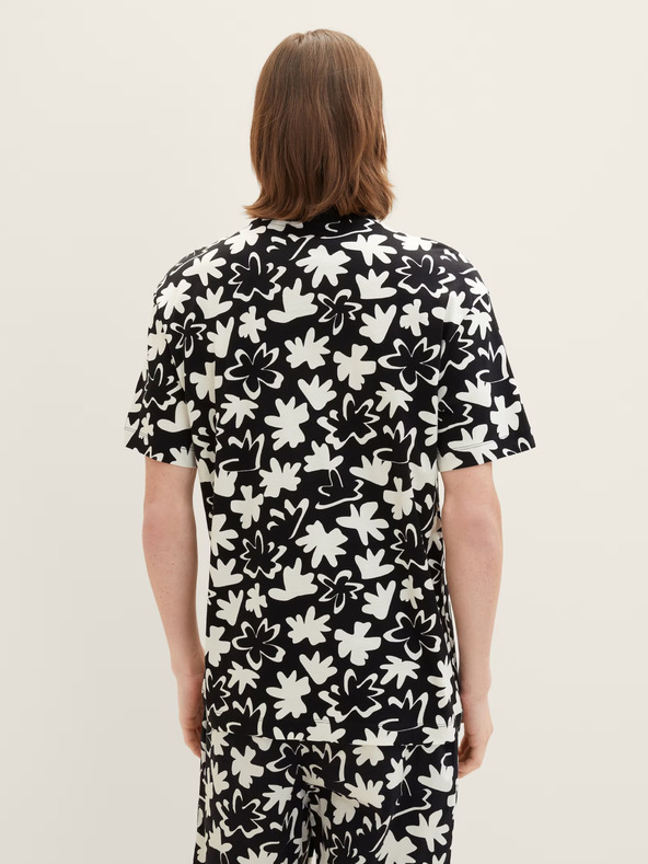 Tom Tailor Denim Bílo-černé pánské vzorované tričko Tom Tailor Denim