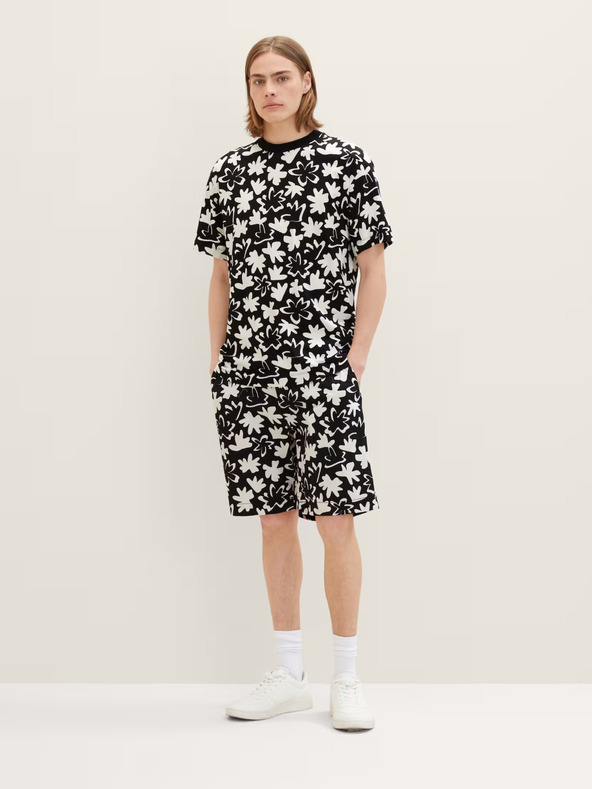 Tom Tailor Denim Bílo-černé pánské vzorované tričko Tom Tailor Denim