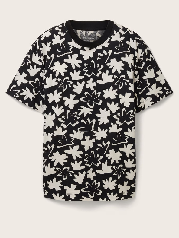 Tom Tailor Denim Bílo-černé pánské vzorované tričko Tom Tailor Denim