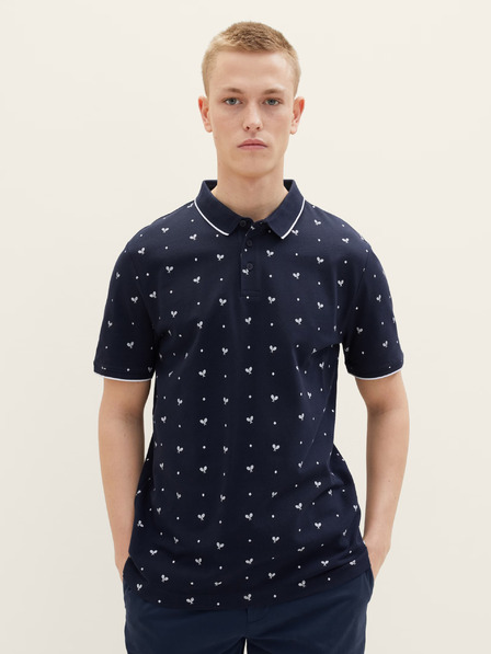 Tom Tailor Denim Tmavě modré pánské vzorované polo tričko Tom Tailor Denim