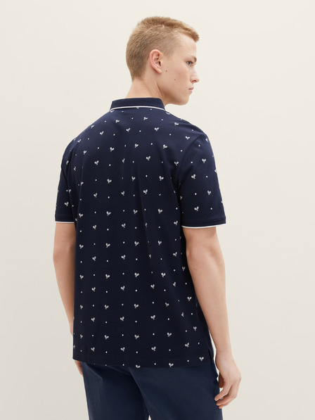 Tom Tailor Denim Tmavě modré pánské vzorované polo tričko Tom Tailor Denim