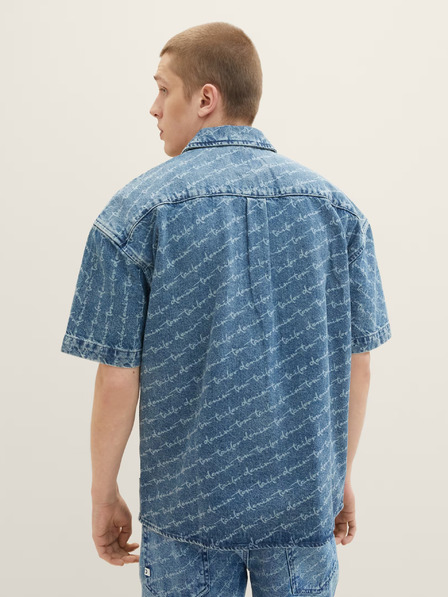 Tom Tailor Denim Modrá pánská vzorovaná džínová košile Tom Tailor Denim