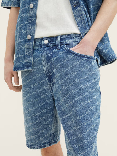 Tom Tailor Denim Modré pánské vzorované džínové kraťasy Tom Tailor Denim