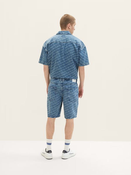 Tom Tailor Denim Modré pánské vzorované džínové kraťasy Tom Tailor Denim
