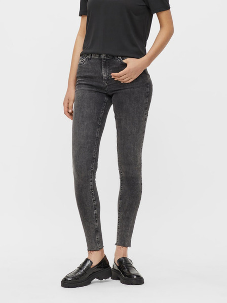 Pieces Tmavě šedé skinny fit džíny Pieces Delly