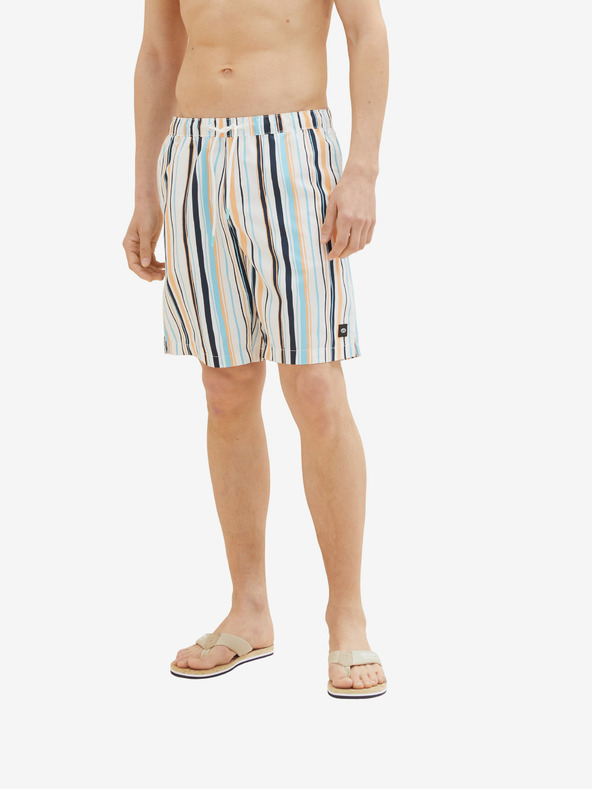 Tom Tailor Oranžovo-modré pánské pruhované plavky Tom Tailor