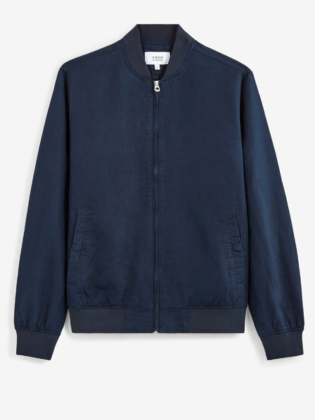 Celio Tmavě modrá pánská lněná bunda Celio Bulin10