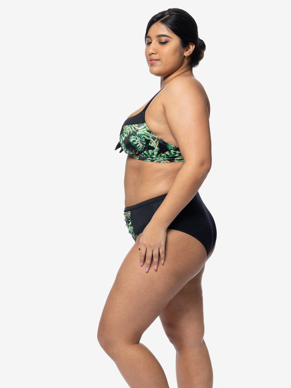 DORINA Černo-zelený dámský vzorovaný horní díl plavek DORINA Kano