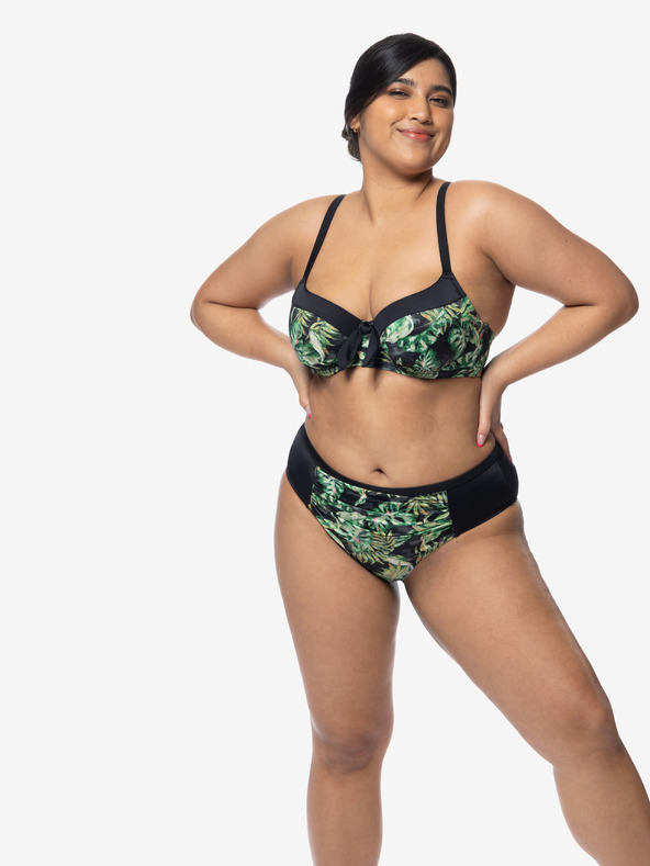 DORINA Černo-zelený dámský vzorovaný horní díl plavek DORINA Kano