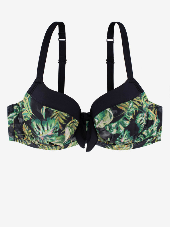 DORINA Černo-zelený dámský vzorovaný horní díl plavek DORINA Kano