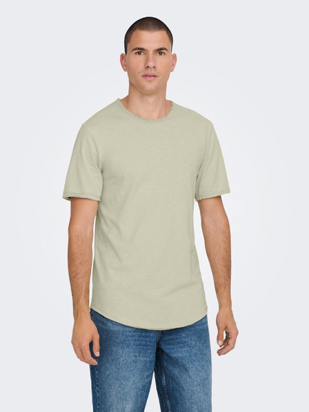 ONLY & SONS Světle šedé žíhané pánské basic tričko ONLY & SONS Benne
