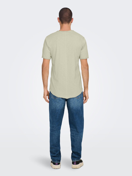 ONLY & SONS Světle šedé žíhané pánské basic tričko ONLY & SONS Benne
