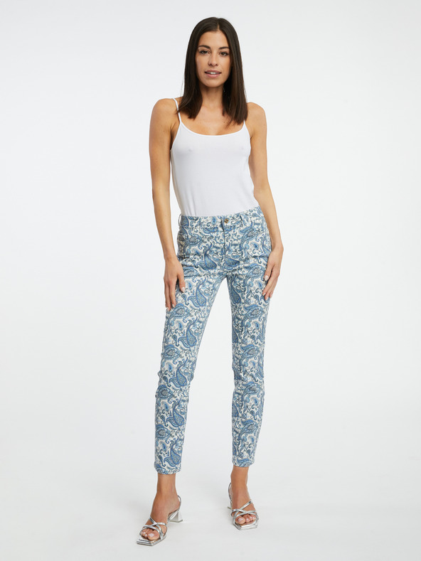 Orsay Modré dámské vzorované slim fit džíny ORSAY
