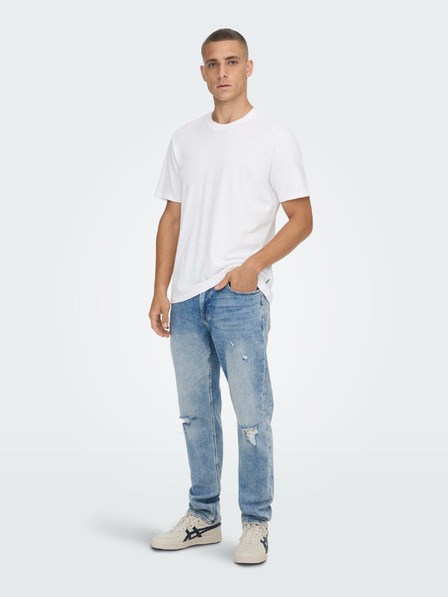 ONLY & SONS Světle modré slim fit džíny s potrhaným efektem ONLY & SONS