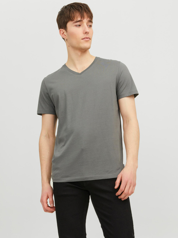 Jack & Jones Šedé pánské basic tričko Jack & Jones Organic