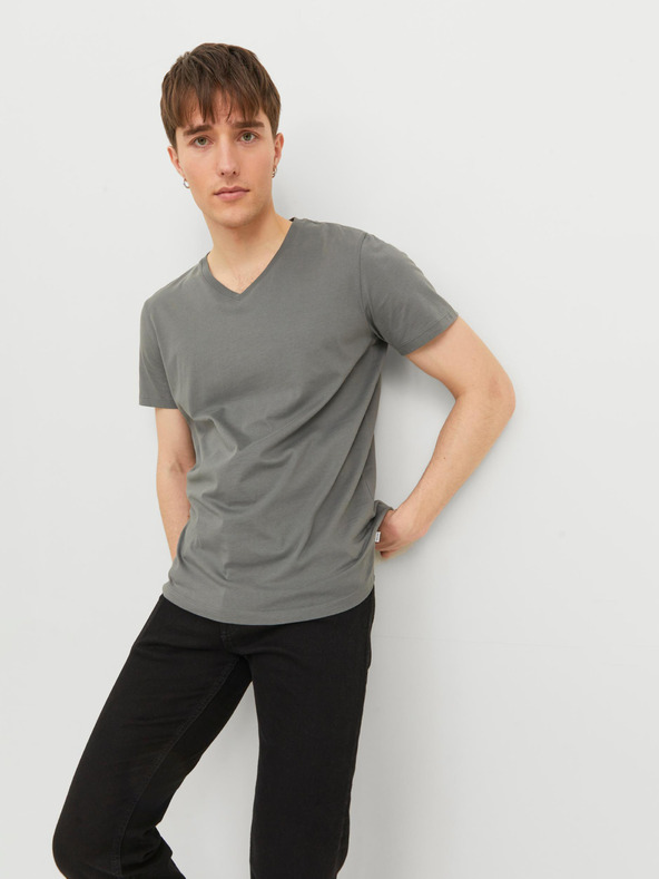 Jack & Jones Šedé pánské basic tričko Jack & Jones Organic