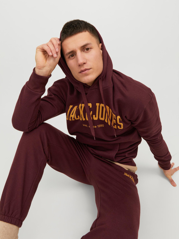 Jack & Jones Vínová pánská mikina s kapucí Jack & Jones Josh