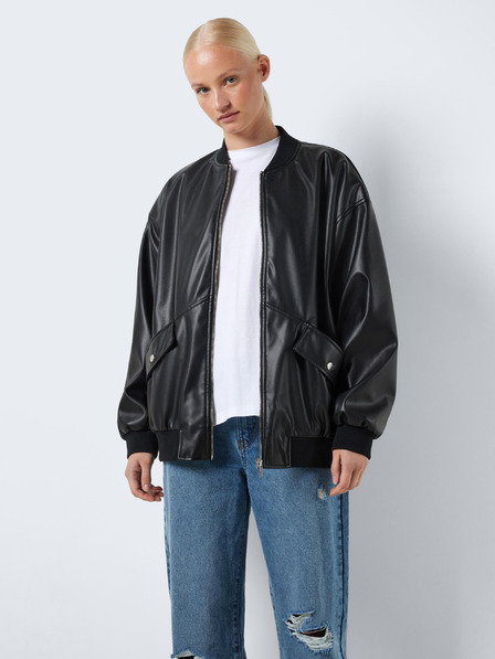 Noisy May Černý dámský koženkový oversize bomber Noisy May Ronja